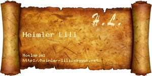 Heimler Lili névjegykártya